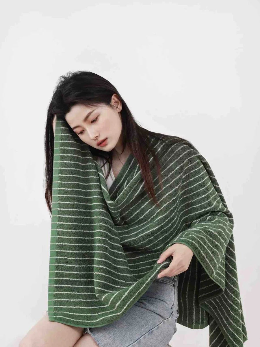 Retro Soft 100% Long-Stapled Cotton Striped Bath Towel