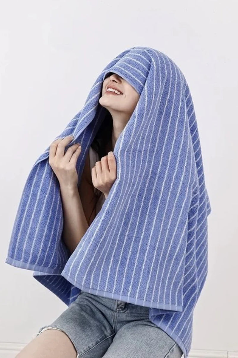 Retro Soft 100% Long-Stapled Cotton Striped Bath Towel