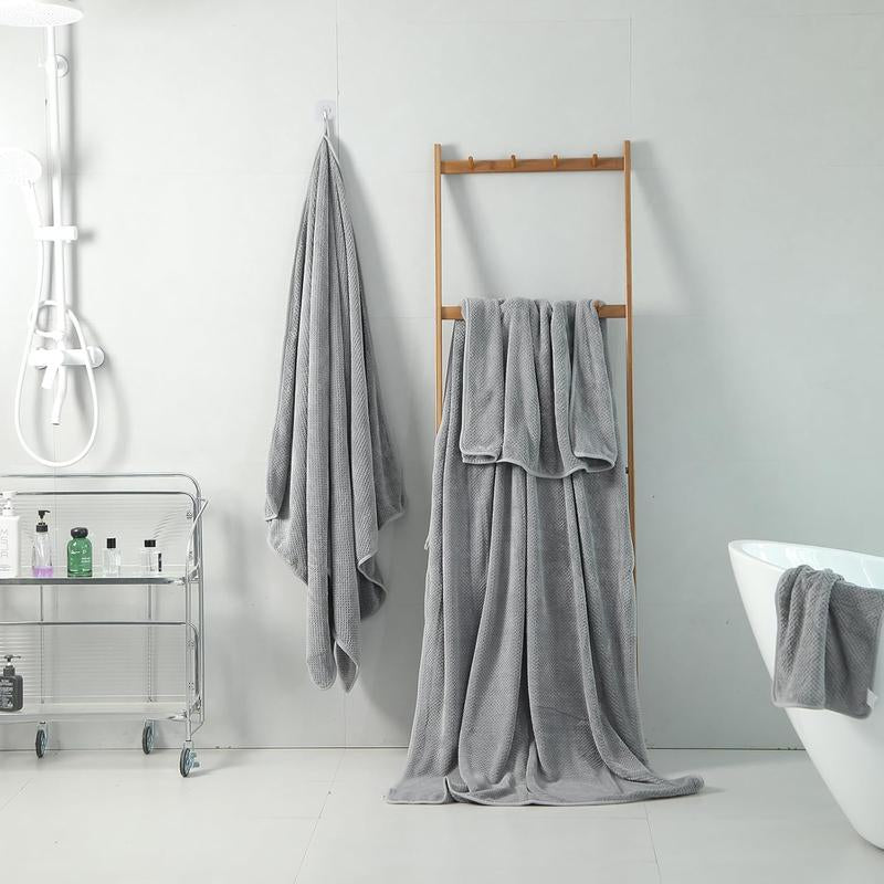 Bath Towel Set Pack of 4, 35.4"X 71" Microfiber Ultra Soft Highly Absorbent Bath Towel, Lightweight and Quick Drying Towels for Body, Sport, Yoga, SPA, Fitness, Grey