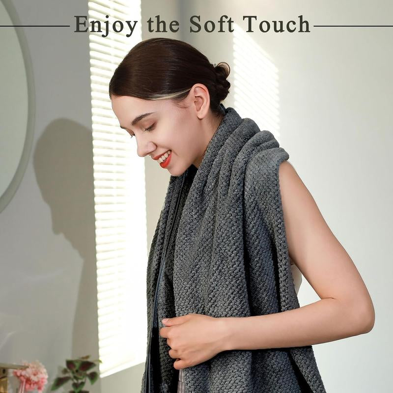Bath Towel Set Pack of 4, 35.4"X 71" Microfiber Ultra Soft Highly Absorbent Bath Towel, Lightweight and Quick Drying Towels for Body, Sport, Yoga, SPA, Fitness, Grey