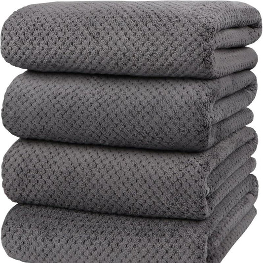 Bath Towel Set Pack of 4, 35.4"X 71" Microfiber Ultra Soft Highly Absorbent Bath Towel, Lightweight and Quick Drying Towels for Body, Sport, Yoga, SPA, Fitness, Grey