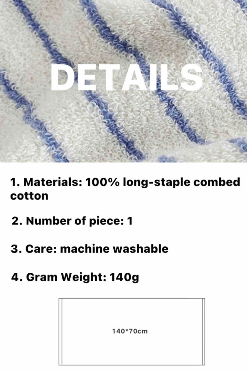 Retro Soft 100% Long-Stapled Cotton Striped Bath Towel